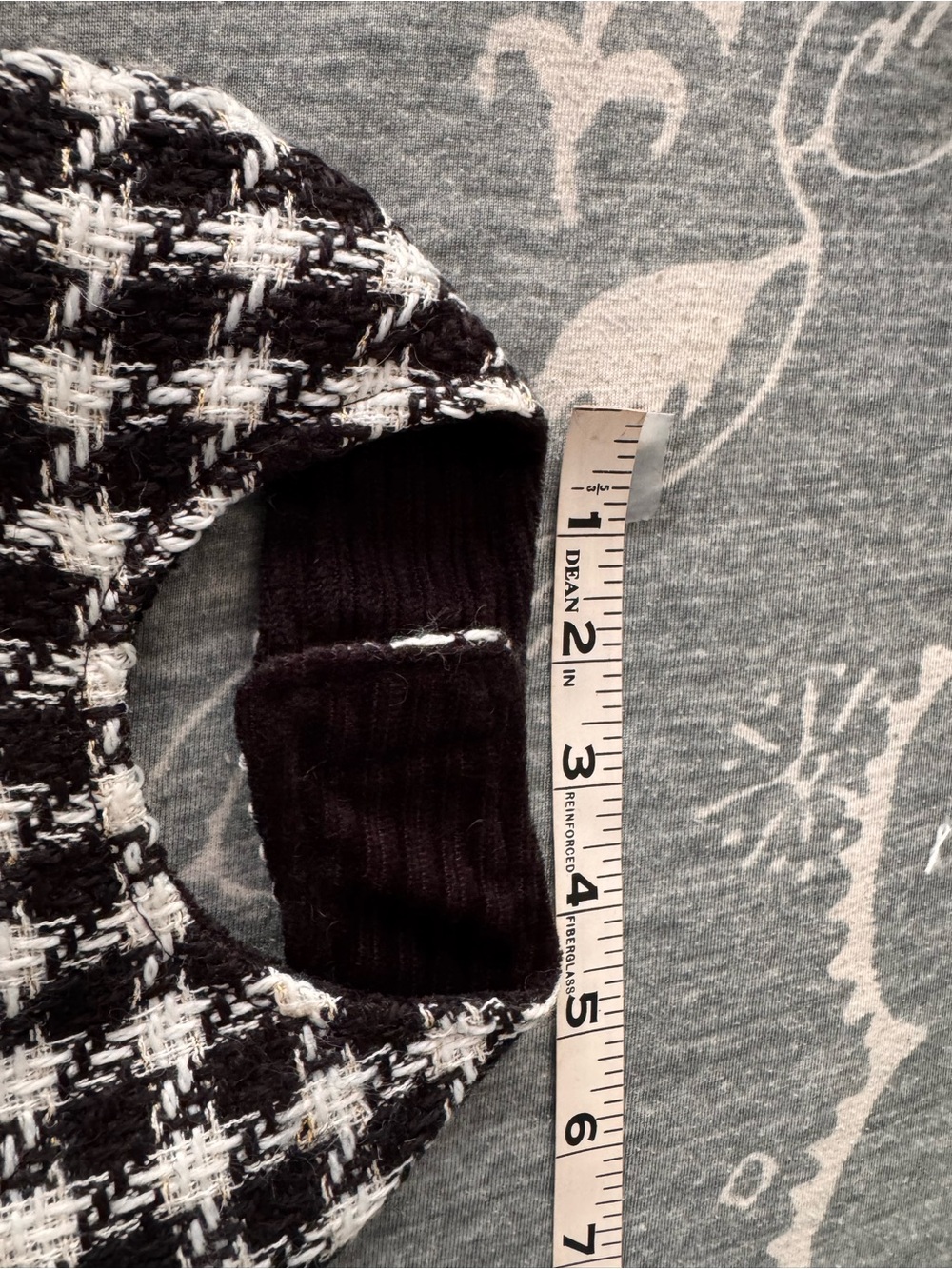 Black & White Tweed Houndstooth dog dress with Bow Accent and Curdoroy lining - Picture 8 of 9